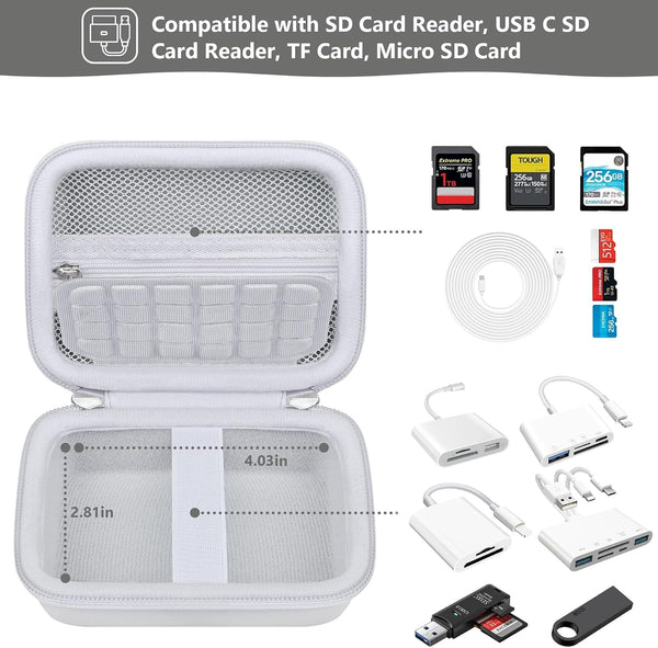 Computer Memory Card Readers Organizer Case Compatible with SD Card Reader, USB C SD Card Reader, TF Card, Micro SD Card, Portable Memory Card