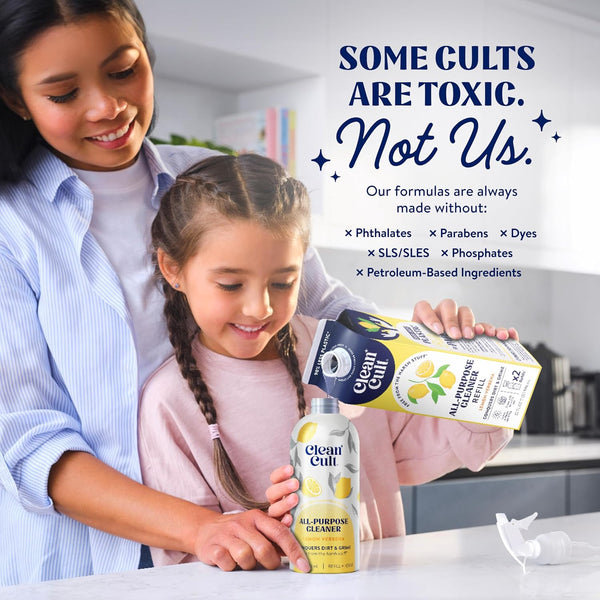 Cleancult - Lemon Verbena - All Purpose Cleaner - Refillable Aluminum Bottle - Cleaner Spray That Removes Dirty & Grime - 16 Oz - 1 Pack