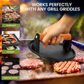 Blackstone Burger Press Set - 7" Round Smash Burger Press & 8"x4" Rectangle Cast Iron Grill Press with Wooden Handle - Smasher is Perfect for