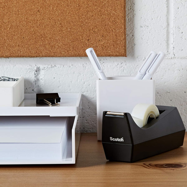 Scotch Desktop Tape Dispenser, Black, 2.7 in. x 2.7 in. x 6.4 in., 1 Tape Dispenser, Polystyrene (PS) 1-Pack
