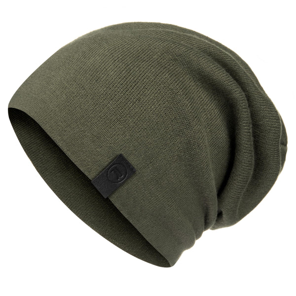 Warm Slouchy Beanie Hat - Deliciously Soft Daily Beanie in Fine Knit One Size-Large Army Green