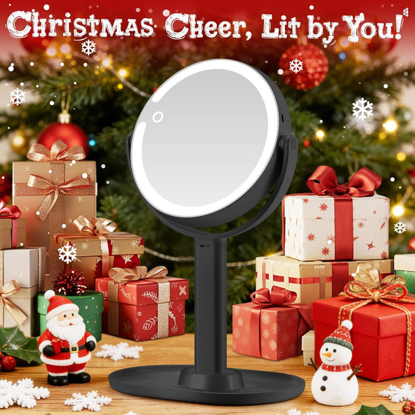 Makeup Mirror with Lights, Double Sided 1X/20X Magnifying Mirror with Light, Rechargeable 3 Color Lights and Adjustable Brightness, 360ÃÂ° Rotation