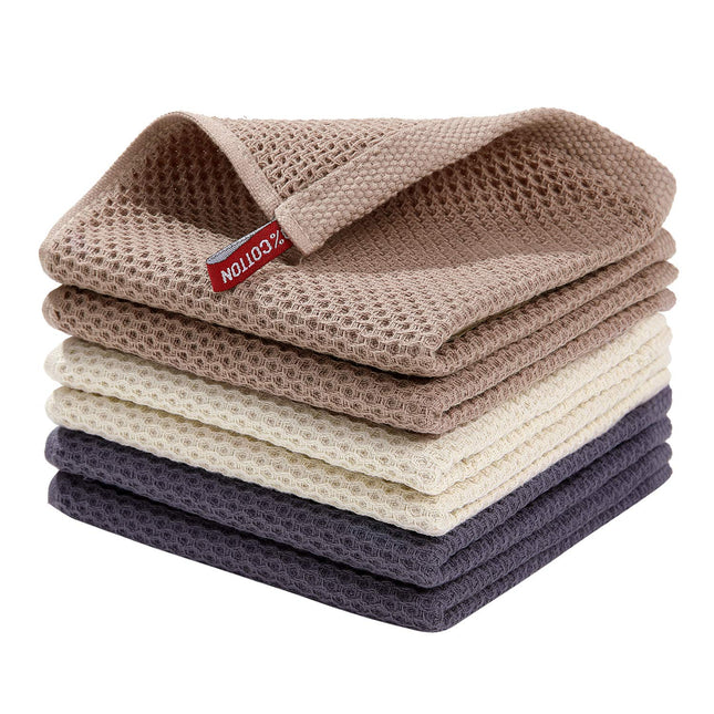 Homaxy 100% Cotton Waffle Weave Kitchen Dish Cloths, Ultra Soft Absorbent Quick Drying Dish Towels, 12 X 12 Inches, 6-Pa