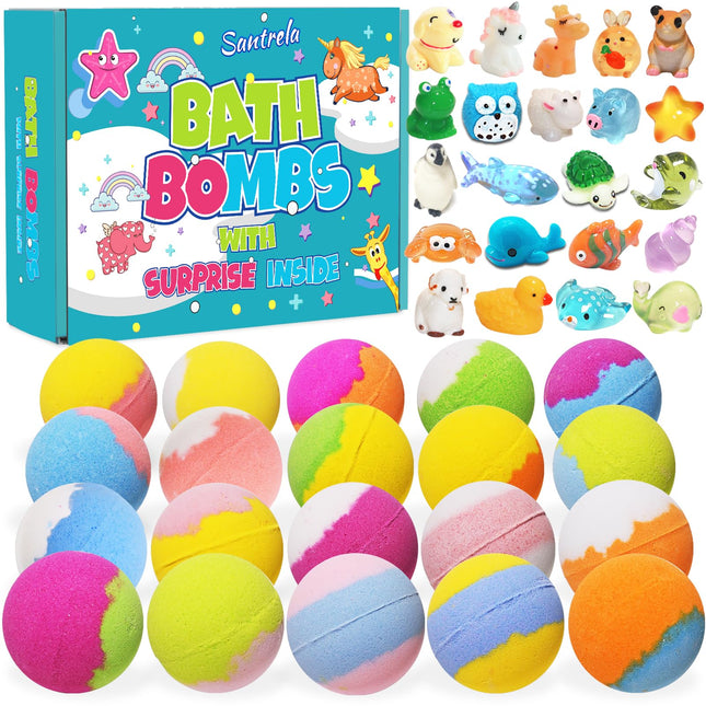 Bath Bombs for Kids with Surprise Inside, 20 Pack Kids Bath Bombs Gift Set with 