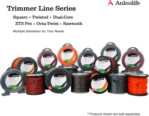 Anleolife .155" Commercial Square Heavy Duty Trimmer Line for Brush, 3 lb | 280 ft spool for briars, brambles, heavy weeds, rough edging, and