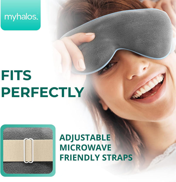 MyHalos® Heated Eye Mask for Dry Eyes - Steam Warm Compress for Eyes - Remove Styes, Chalazion Therapy Warming and Heating Pad Hot Compress -