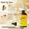 Botanic Hearth Vitamin E Oil 2 Fl Oz |100% Pure and Natural- Cold Pressed & Hexane Free Natural Hair Growth Oil for Eyelashes, Eyebrows, Skin,