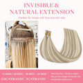 GOO GOO I Tip Hair Extensions Real Human Hair, 14inch 50g 100S, Cold Fusion I Tip Hair Extensions,18A/613A Dark Blonde Highlighted Bleach Blonde