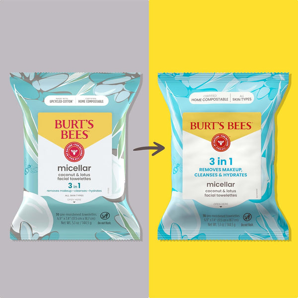 Burt'S Bees Micellar Facial Towelettes with Coconut and Lotus, Pre-Moistened Towelettes for All Skin Types, 99.5 Percent Natural Origin Skin Care,