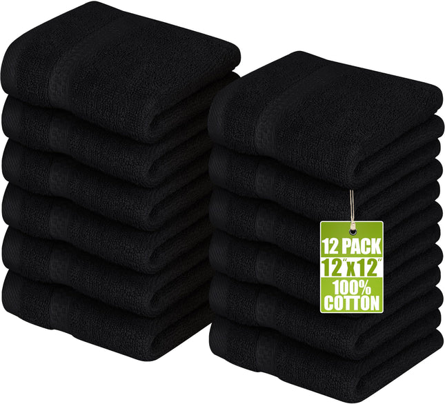 Utopia Towels 12 Pack Premium Wash Cloths Set, 12 by 12 Inches, 100% Cotton Ring Spun, Highly Absorbent and Soft Feel Es