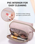 BAGSMART Travel Makeup Bag, Cosmetic Bag Small Make Up Organizer Case,Wide-open Pouch for Women Purse for Toiletries Accessories Brushes Pink A-1