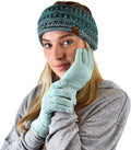 C.C Winter Warm Eco-Friendly Knit Chenille Touchscreen Texting Gloves Mint