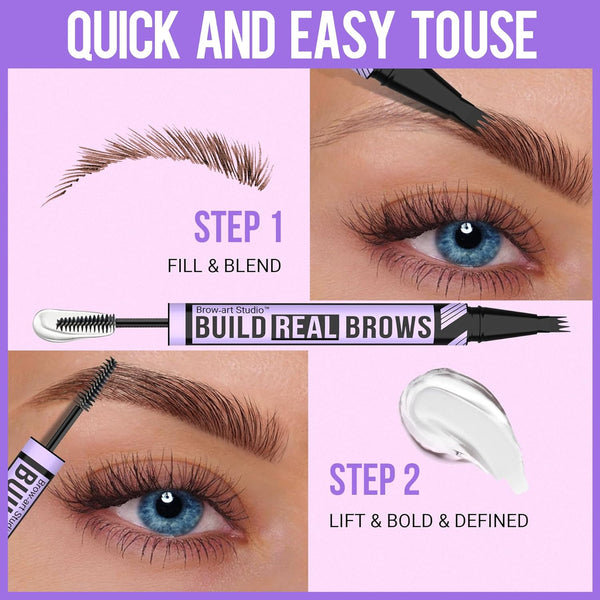 Imethod Eyebrow Pen and Eyebrow Gel - Eyebrow Pencils for Women with 4-Fork-Tip & Brow Gel Clear, Magical 2-In-1 Dual-Ended Brow Pen for