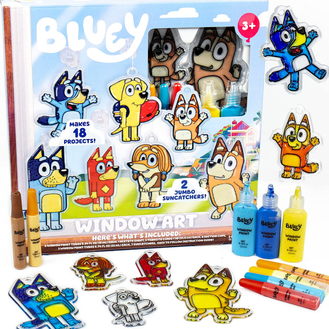Bluey Window Art Suncatchers Kit for Kids to Paint, Great At-Home Craft Activity
