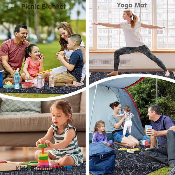 Supfitness Extra Large Picnic Blankets Waterproof Foldable (60 "x 80") Beach Blanket Waterproof Sandproof,3-Layer Thicking Mat Outdoor Packable