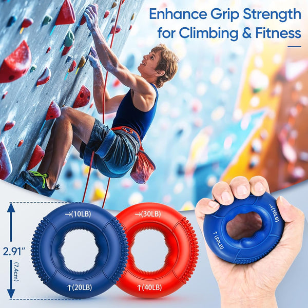 Fitbeast Grip Strength Trainer Kit, 9-Piece Hand Strengthening Devices with 3 Finger Exerciser, 2 Dual-Force Forearm Strengthener, Finger