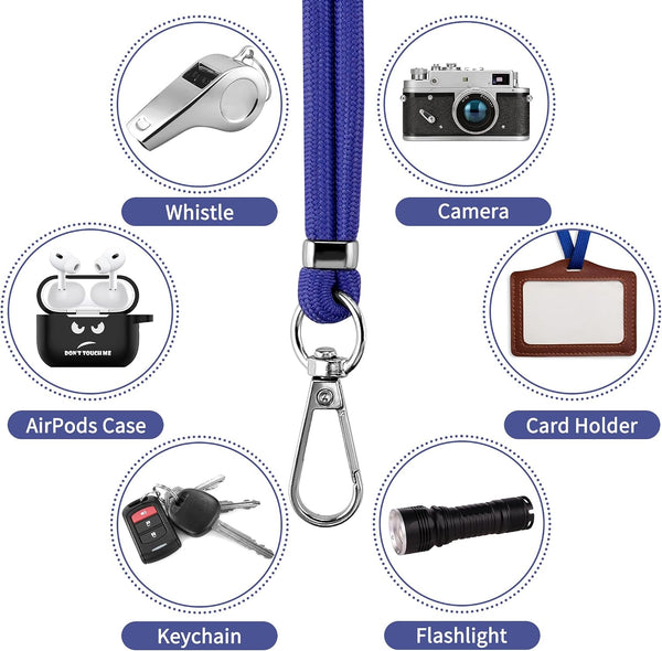 CACOE Phone Lanyard, Black+Dark Blue, 2 Pcs | Adjustable Neck Strap, 4 Pcs Patches,Universal Crossbody Multifuctional Cell Phone Lanyards