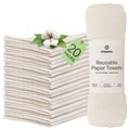 mioeco 20 Pack Reusable Kitchen Paper Towels, Organic Dish Cloths | Highly absorbent, Machine washable, Soft Organic Cotton, Paperless