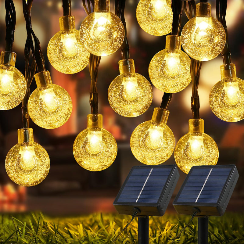USOKYO Solar Lights Outdoor Waterproof, 2 Pack Total 120LED 72FT Solar String Lights for Outside with 8 Modes, Outdoor String Lights Crystal Globe