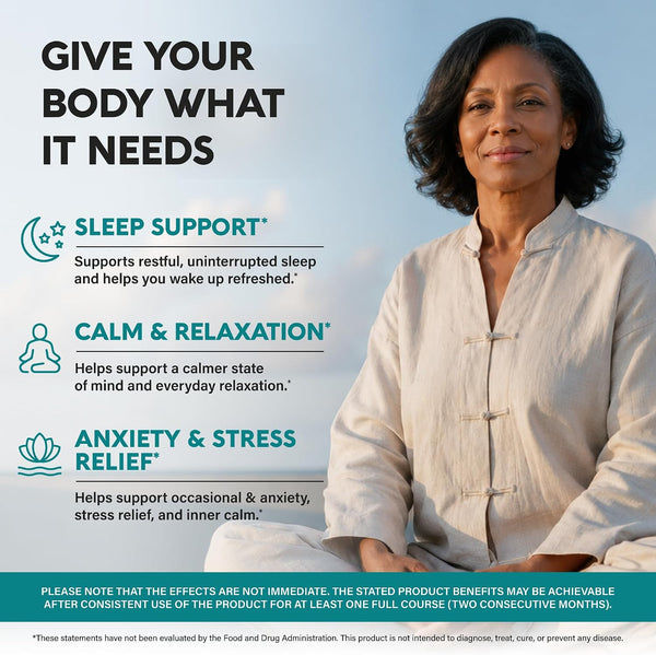 GABA L-Theanine Supplement 900 mg - Calm, Sleep & Relaxation - 120 Caps | GABA 750 mg, L-Theanine 150 mg with Magnesium & Vitamin B6 -