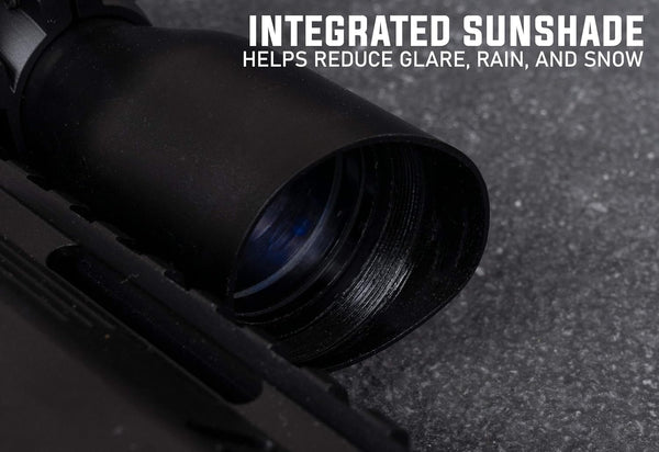 Monstrum 3-9x32 Rifle Scope with Rangefinder Reticle and Medium Profile Scope Rings | Black