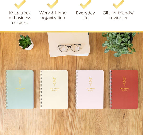 Simple Daily Planner Undated with Hourly Schedule - 6.5X9.25" Sage Green Day Planner & Spiral to Do List Notebook - Aesthetic and Cute Work
