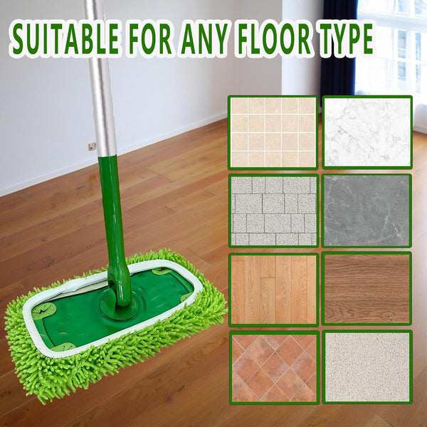 Reusable Microfiber Mop Pads for Swiffer Sweeper - Wet & Dry Cleaning Cloths - Mop Head Replacement Washable Refills for Household Floors 4Pack Green