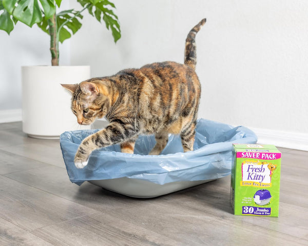 30 Count Fresh Kitty Litter Box Liners Super Thick, Durable, Easy Clean Up Jumbo Scented, Bags with Ties for Pet Cats 30 Count (Pack of 1)