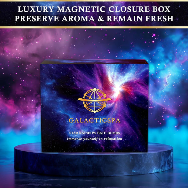 Space Rainbow Star Bath Bombs / 6 X 2.8Oz Luxury Bath Bomb Gift Set/Natural Essential Oils/Colourful Bubble and Non-Staining/Vegan, Cruelty