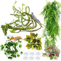 Reptile Plants, Terrarium Hanging Plant Vines Artificial Leaves Reptile Hide, Leopard Gecko Tank Accessories, Terrarium Decorations for Bearded