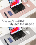 Double-Sided Leather Desk Pad, Non-Slip Mouse Mat (Pink/Silver) 35.4x17 in Pink/Silver 35.4" x 17"