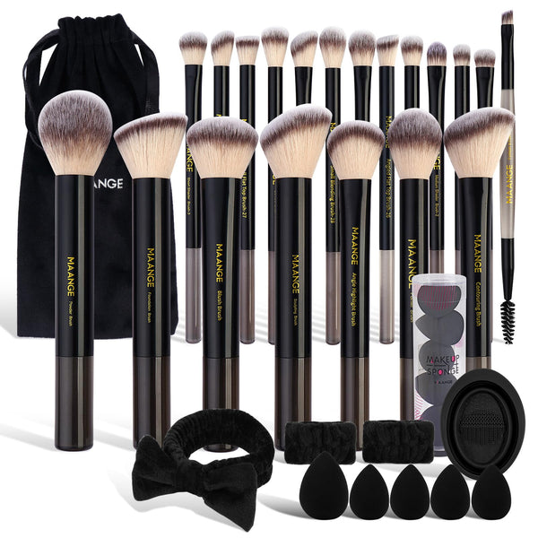 MAANGE Makeup Brushes 30 Pcs Makeup Kit, Multi-Functional Makeup Tool Set with 20 Pcs Makeup Brush Foundation Brush Make up Brushes Set with Bag,Black