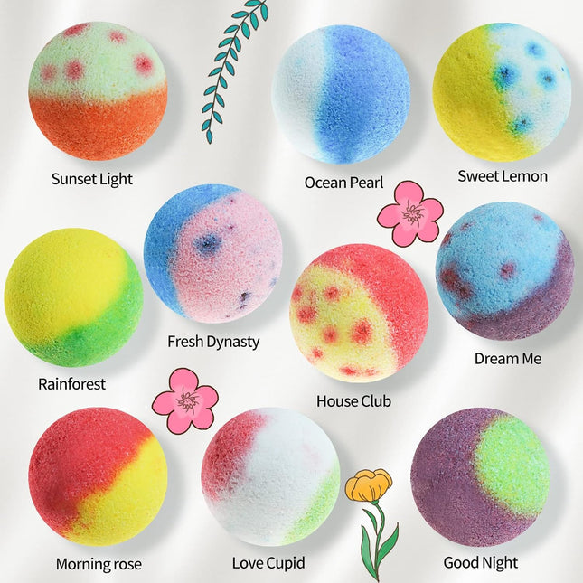 Bath Bombs Gift Set, 10 Organic Bubble Bombs, for ValentineÃ¢ÂÂS Day, Christma