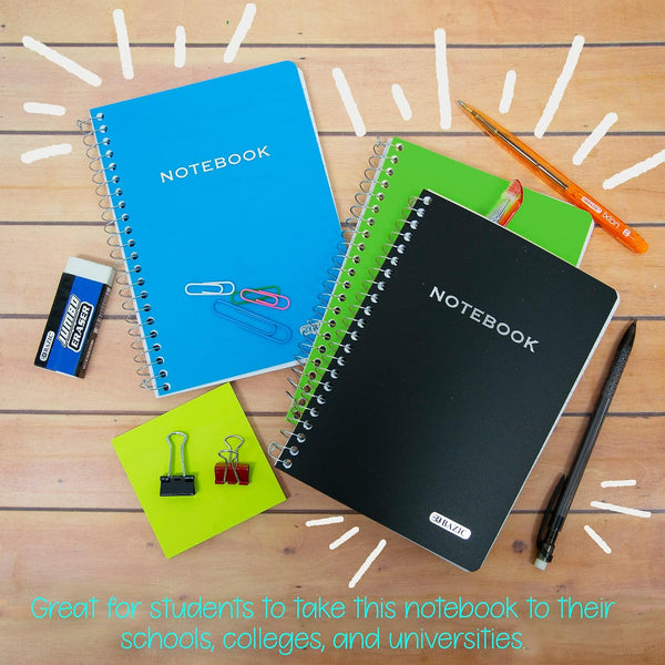 BAZIC PRODUCTS College-Ruled Personal Assignment Notebook, 5x7, 6 Titles | poly personal/assignment spiral notebook; 100 college-ruled sheets;