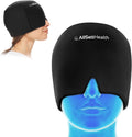 Migraine Relief Cap Ice Head Wrap and Hat | Hot/Cold Gel Pack with Face and Eye Mask Compress for Headache Relief - Black - FSA HSA Eligible