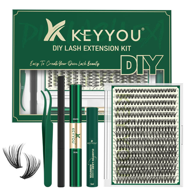 DIY Lash Extension Kit KEYYOU 300Pcs Individual Eyelash Extension Kit 40D 0.07D 