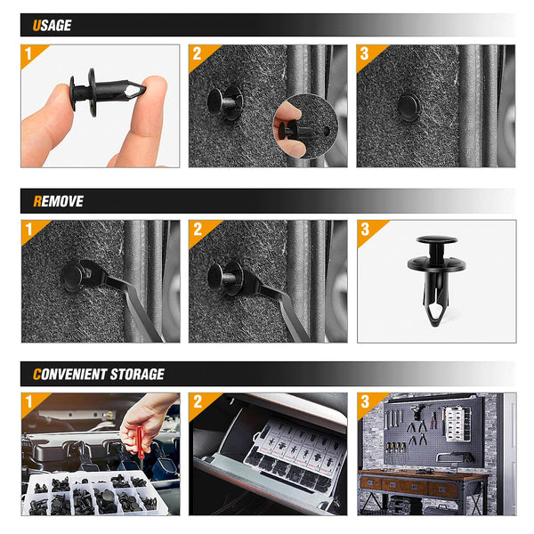 GOOACC 240PCS Bumper Retainer Clips Car Plastic Rivets Fasteners Push Retainer Kit 12 Popular Sizes Auto Push Pin Rivets Set -Door Trim Panel