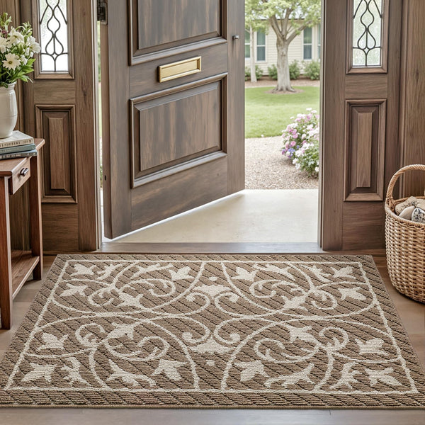 DEXI Front Door Mat 24X36, Washable Entryway Mat with Non Slip Backing, Low Profile Absorbent Moisture Dirt Trapper Entrance Floor Mats for Entry