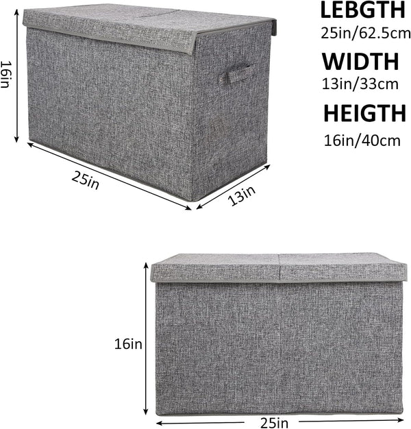 popoly Large Toy Box Storage with Lid, Collapsible Sturdy Toy Chest Storage Bin Box with Rivets Handles for Kids, Boys, Girls, Nursery, Playroom,