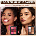 12 Colors Cream Blush Palette Cream Concealer Foundation Palette | Natural Matte Finish Contour Palette with Brush, Creamy Texture, Waterproof,