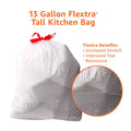 Amazon Basics Flextra Strength Tall Kitchen Drawstring Trash Bags, Fresh Scent, Tear Resistant, 13 Gallon, 120 Count 120 Count (Pack of 1)