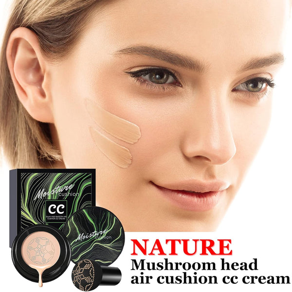 CAHIUYOA Mushroom Head AirCushion CC Cream,Mushroom Head Foundation,Natural | BB Cream,Full Coverage Foundation Makeup,Long Lasting Moisturize