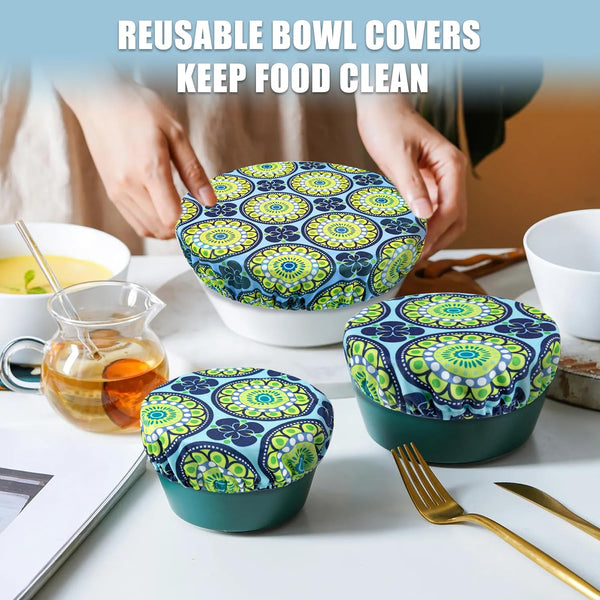 Wegreeco Reusable Bowl Covers - Set of 3,Funky Flower