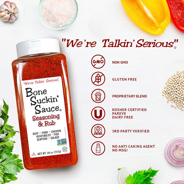 Bone Suckin' Barbecue Seasoning and Grill Rub, Original Blend, Gluten-Free, Non-Gmo, Kosher, No Msg - 26 Oz