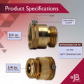 Vacuum Breaker 3/4 Inch Solid Brass Hose Bib Backflow Preventer for Garden Spigot RV