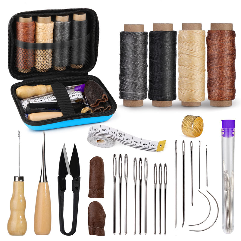 Leather Sewing Kit Leather Stitching Kit with Sewing Awl Waxed Thread Multicolor - Standard