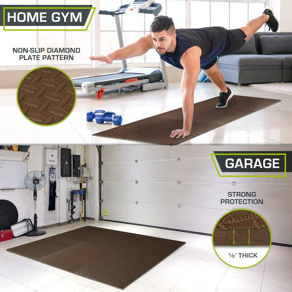 Prosourcefit Puzzle Exercise Mat ½ In, EVA Interlocking Foam Floor Tiles for Home Gym, Mat for Home Workout Equipment, Floor Padding for Kids,
