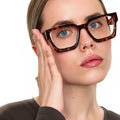livho Oversized Eyewear Frame for Woman and Men - Rectangle Fashion Glasses for Computer, Chic Preppy Frame Chunky *Coco Tortoise