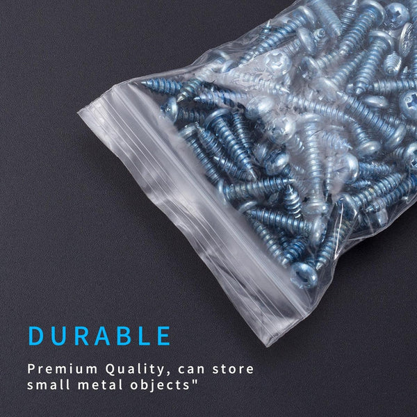 Small Plastic Bags, 400 PCS Mini Baggies, 4 Assorted Sizes, Transparent Jewelry Bag, Mini Bag, Resealable Poly Bags for Pill, Beads, Screws, Packaging