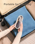 Soimeat Clear Travel Makeup Brush Holder, Leather Makeup Brush Toiletry Bag, Portable Cosmetic Brush Case, Transparent Waterproof Makeup Brush